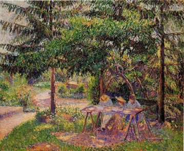  1897 Pintura Art%C3%ADstica - Niños en un jardín en eragny 1897 Camille Pissarro